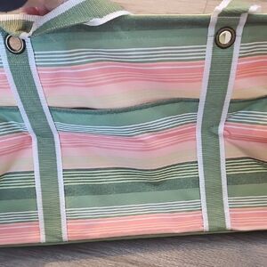 Thirty-One Sunlight Stripe Deluxe Utility Tote New In Bag